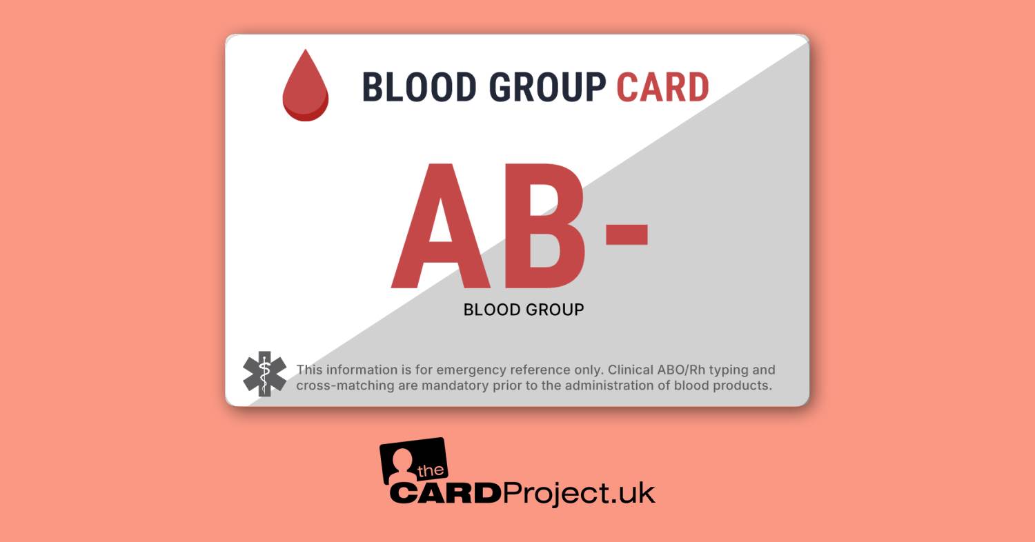 AB Negative Blood Group Card – Non-Personalised